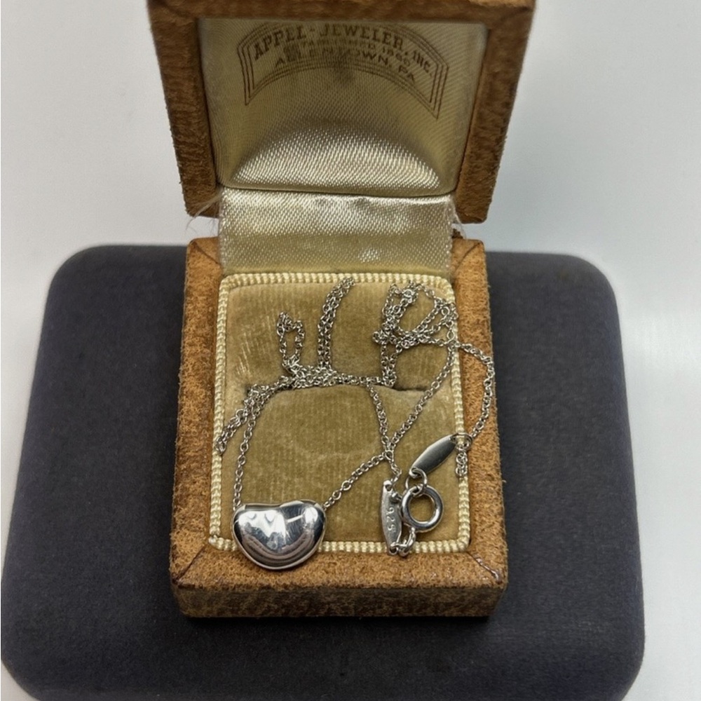 Authentic Tiffany & Co. Elsa Peretti Mini Bean Necklace Sterling Silver OBO